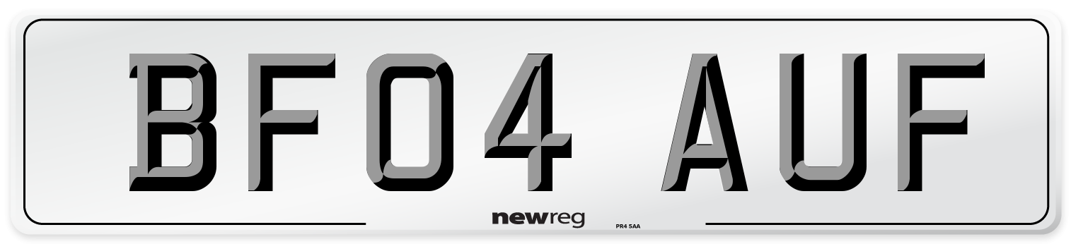 BF04 AUF Number Plate from New Reg